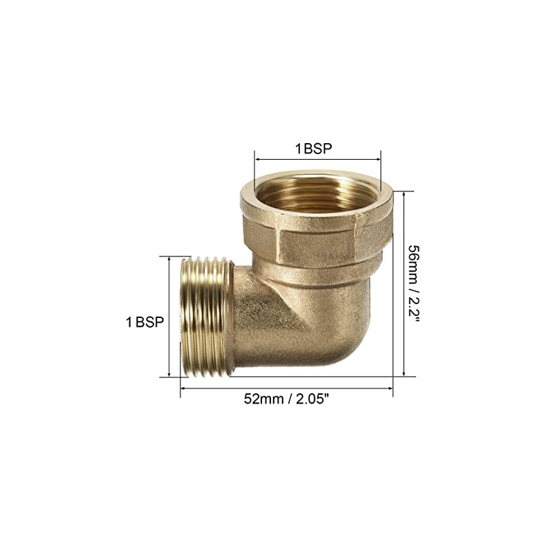 sourcing map Brass Pipe Fitting 90 Degree Elbow 1 (BSP)