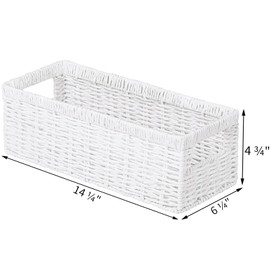 Vagusicc Wicker Storage Basket, Paper Rope Wicker Baskets with Handles, Toilet Paper Basket for Toilet Tank Top, Small Wicke Baskets for Organizing Shelves, 2-Pack, White