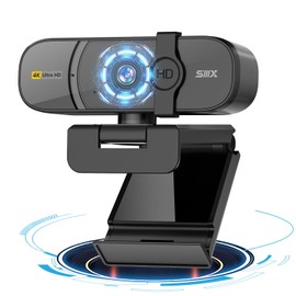 SIIIX USB Webcam, 4K/60FPS Full HD Webcam for PC, Video Calling, Computer Camera with Clear Stereo Audio, Auto Light Correction, Plug&Play, Works with Skype, Zoom, FaceTime, Hangouts and more