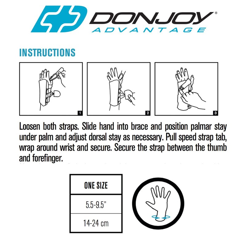 DonJoy Advantage DA161WB02-BLK-R Stabilizing Speed-Wrap Wrist Brace for Carpal Tunnel,