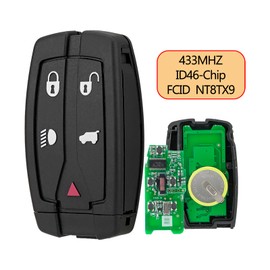 5 Buttons Keyless Entry Remote Key Replacement Fits Land Rover Freelander 2 2007 2008 2009 2010 2011 2012 2013 2014 2015 with ID46 Chip 433MHz Car Key Housing Replacement NT8TX9
