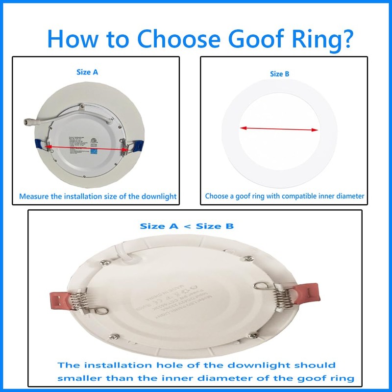 4 Pack White Metal Goof Trim Rings 3.18-Inch x 4.52-Inch
