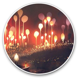 Vinyl Stickers (Set of 2) 7.5cm - Fantasy Forest Boat River Gaming #14030