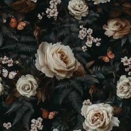 LaiTique Rose and Butterfly Peel and Stick Wallpaper Victorian and Vintage Wallpaper Self-Adhesive and Removable Botanical Vinyl Wall Paper for Home Decoration 17.7in x 236in