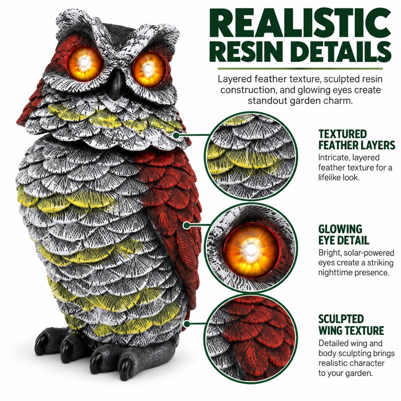 Solar Owl Bird Deterrent with Motion-Activated Sound & Flashing Eyes