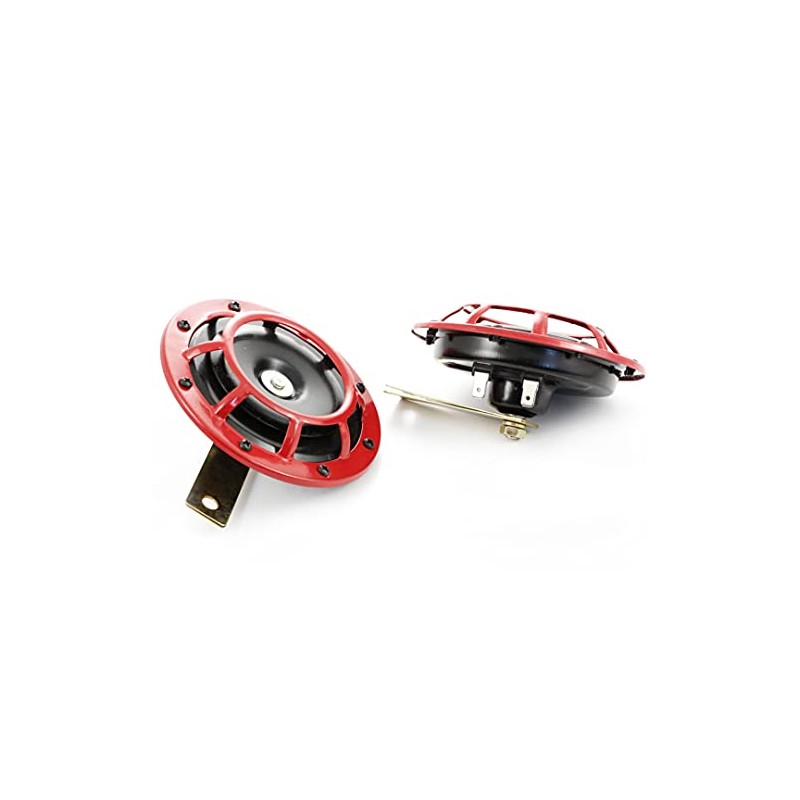 2 x 12V RED HORNS ELECTROMAGNETIC KLAXONS WITH BRACKETS /NO