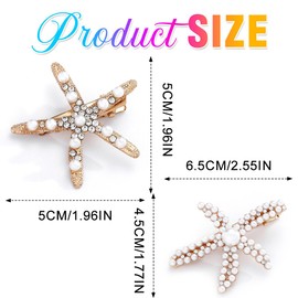 Brishow Gold Starfish Hair Clip Set Mermaid Sea Star Hair Barrettes Accessories for Women and Girls (Gold-2PCS)