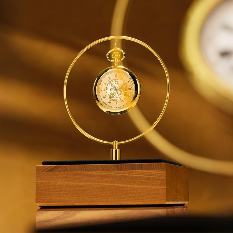 Oirlv Wood & Silver Metal Pocket Watch Display Stand, Luxury