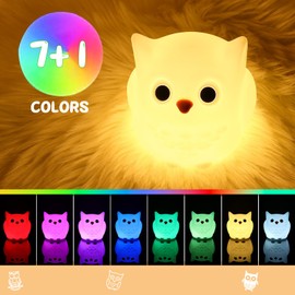 LOVERUIS Night Light for Kids Night Lights 1/3 Hour Timer Dimmable Nursery Bunny Lamp Colorful Nightlamp Gift for Girl Toddler Cute Easter Decoration Bedroom (Owl)