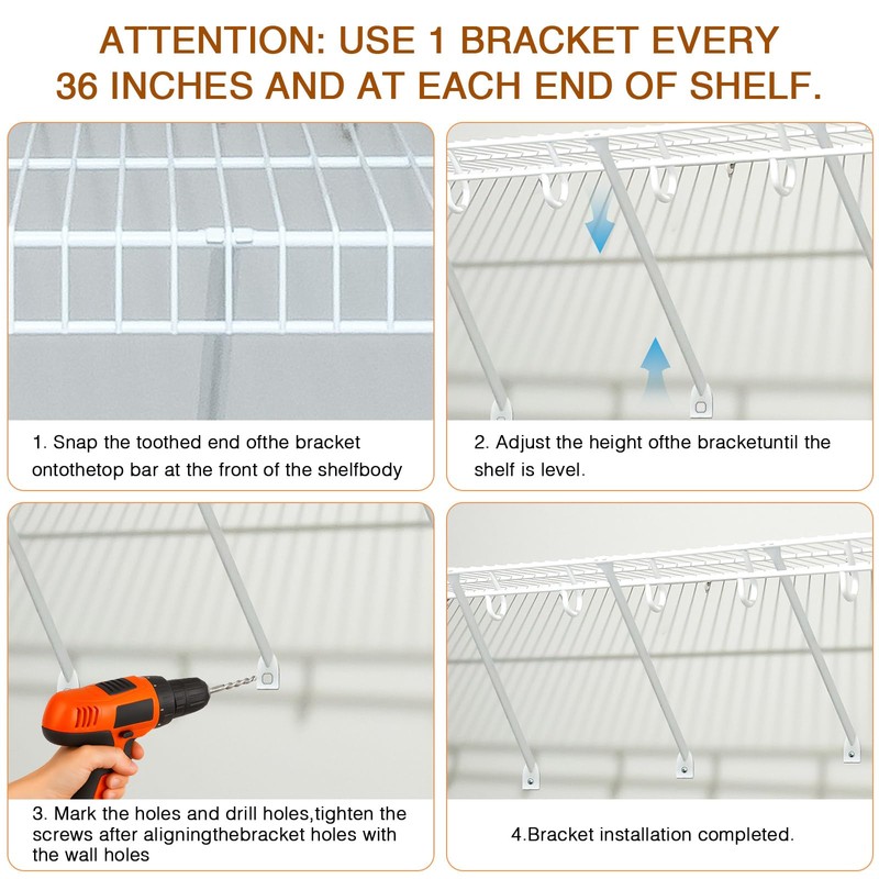 JLXCCHZJ 4 Pcs 12 Inch Heavy Duty Metal Wire Shelf