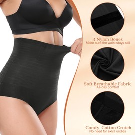 Yilanmy Tummy Control Shapewear Panties High Waisted Body Shaper Underwear Girdle Panty for Women (Black, XL)