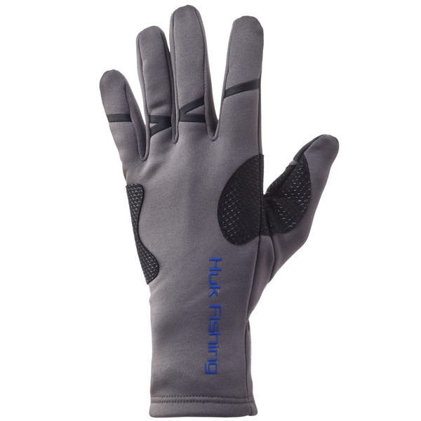 HUK Standard Liner Fleece Fishing Glove with Touchscreen Fingers, Iron, Small-Medium
