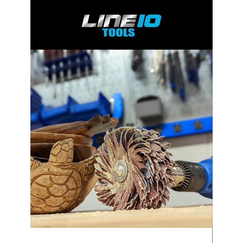 LINE10 Tools 4-inch Sanding Mop Kit, Moulding Flap Wheel Sander