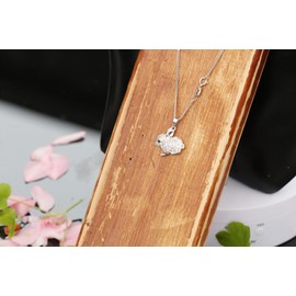 Kaguyo Jewellery Sets for Women - Sterling Silver Clear Pave Zirconia Bunny Pendant Necklace with Cute Easter Rabbit Stud Earrings for Women and Girls - Jewellery for Women Birthday Gift