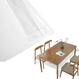 Gohytal Clear Table Cover, 140x220cm Clear PVC Table Protector Mat, Waterproof Oil Proof Transparent Table Cover Clear Plastic Rectangle Table Cloth Cover for Kitchen Coffee Office Dining Table