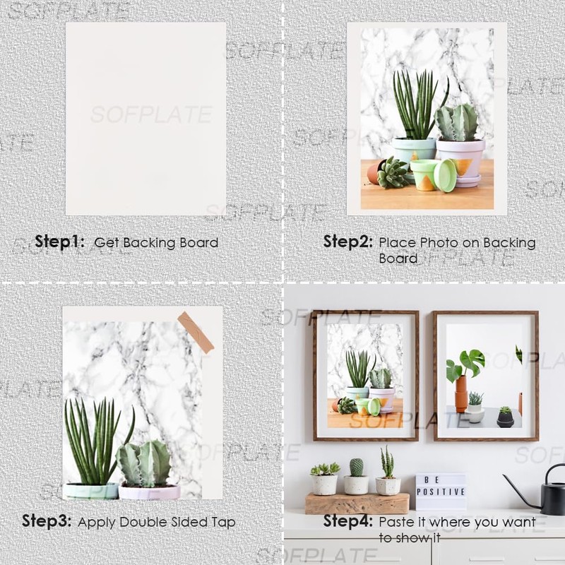 SOFPLATE 12Pcs White Picture Mat Kit Picture Frame Backing Board