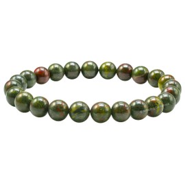 Amazing Gemstone Dragon Bloodstone Bracelet, Gifts For Men & Women - Protection Healing Crystal - 8mm Gemstone Beaded Stretchable Bracelet, Pulseras Para Hombres Mujer Stocking Stuffers