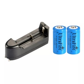 Ultrafire 2pcs Ultrafire 16340 3.7v 1800mAH Rechargeable Li-ion Battery RCR123A + Charger