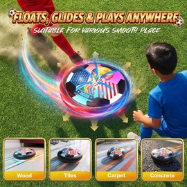 Light Up LED Hover Soccer Ball Toy for Kids – Indoor Air Floating Soccer Disk with Soft Foam Protective Bumper, Active Sports Game Birthday Gift for Boys and Girls Ages 3 to 12 Years Old