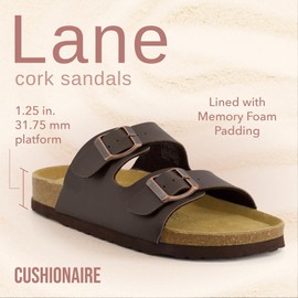 Cushionaire Women's Lane Cork Footbed Sandal With +Comfort,Brown Nappa,11