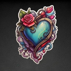 heart and rose temporary tattoo - Specification: blue heart and roses