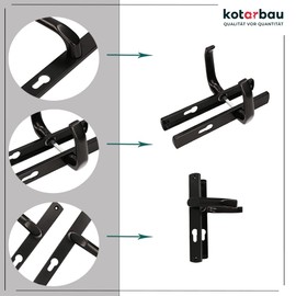 KOTARBAU® Pair of Handles 92 mm with Long Plate Black for Profile Cylinder Modern Universal Aluminium