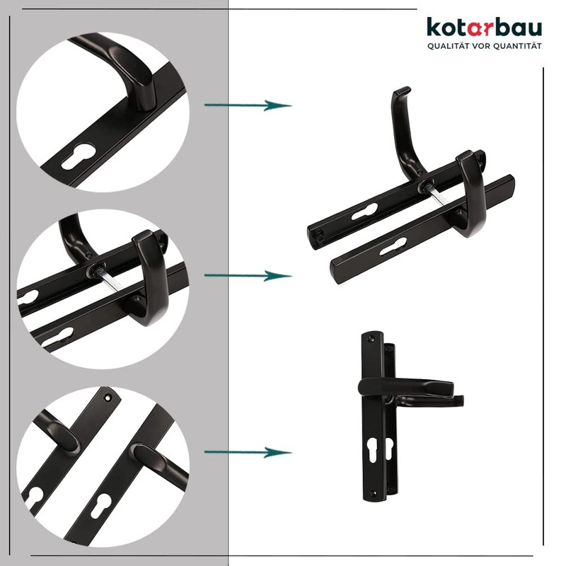 KOTARBAU® Pair of Handles 92 mm with Long Plate Black