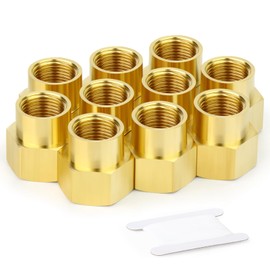 GASHER 5PCS Brass Pipe Fitting, Coupling, Reducer Adapter, 3/4" x 1/2" BSP Female