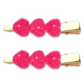 Valentine’s Day Hair Clips Red Heart Hair Clips for Women Triple Heart Hairpins Sweet Hair Barrettes Holiday Hair Accessory Gifts Party Favors