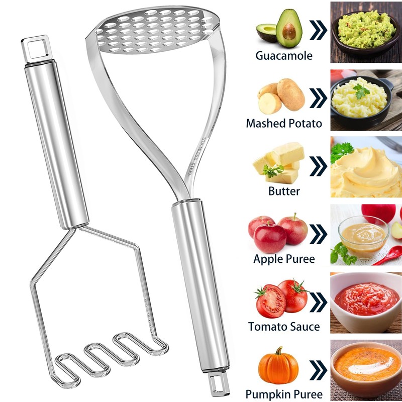 18/0 Stainless Steel Potato Mashers, 10.7-in Kitchen Masher Tool for