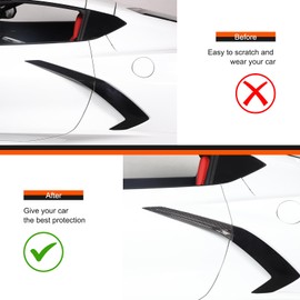 Suetlcoity 4Pcs Exterior Door Handle Cover Trim Compatible with Corvette C8 Stingray 2020-2024 Real Carbon Fiber Side Fender Vent Door Garnish Strip C8 Accessories (Black)