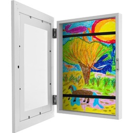 Kids Art Frame Front Opening A4 Kids Artwork Display Frame with Fixed Strap Picture Frames for Multiple Pictures Changeable Childrens Forever Frame Photo Storage for Hang or Stand Display (White)