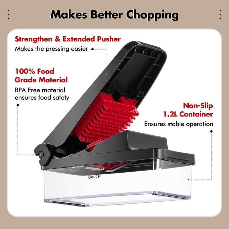 Geedel Vegetable Chopper, Onion Chopper Pro Food Chopper, Kitchen Vegetable