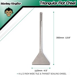 MonkeyKingBar- Sds Max Bits 14"x4.5" Tile Remover Tool- Thinset Removal Triangular SDS MAX Chisel and Floor Scraper Works with 3/4" SDS MAX Hammer Drills