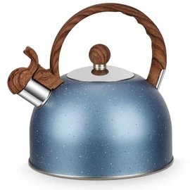 Whistling Kettle, Stainless Steel Kettle, 2.5 L Stainless Steel Whistling Kettle, Induction Kettle, Tea Kettle, Whistling Kettle for All Hobs, Modern Automatic with Wood Grain Handle, Easy to Use