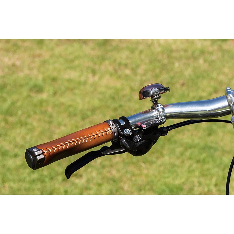 Letgoing Pure Leather Bicycle Handlebar Grips Inner Diameter 2.2cm Length