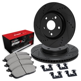 R1 Concepts Front Brakes and Rotors Kit |Front Brake Pads| Brake Rotors and Pads| Optimum OEp Brake Pads and Rotors| Hardware Kit|fits 2007-2018 Jeep Wrangler, Wrangler JK