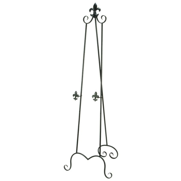 Deco 79 Metal Scroll Extra Large Free Standing Adjustable Display Stand Easel with Chain Support, 21" x 1" x 65", Black