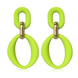 Acrylic Oval Earrings Fashion Acrylic Oval Statement Drop Earrings Oval Hollow Dangle Earrings Oval Hoop Statement Drop Earrings Geometric Earrings for Women (Green)