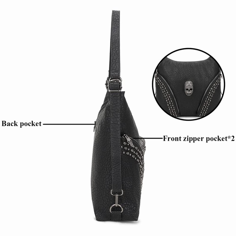 Downupdown Skull Handbags Women Tote Bags Skull Print Leather Shoulder