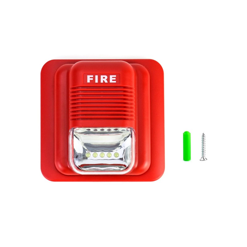 QWORK Fire Alarm, 12 / 24V DC Wired Sound and