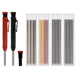 Deep Hole Marker, 2.8 mm Carpenter's Pencils Set of 3 Deep Hole Marker Pencil with 26 Pencil Leads (Built-in Sharpener) Carpenter's Pencil for Woodworking, Construction Site, Craftsman