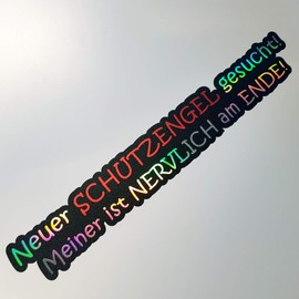 folien-zentrum - Neuer Schutzengel gesucht meiner ist nervlich am Ende 18 x 2.5 cm - Car Sticker Oilslick Black - Funny Sayings - Colour Changing Rainbow Flip Flop - JDM Tuning Sticker Decal Car
