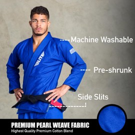 Elite Sports BJJ GI for Men IBJJF Kimono BJJ Jiujitsu GIS W/Preshrunk Fabric & Free Belt (See Special Sizing Guide)