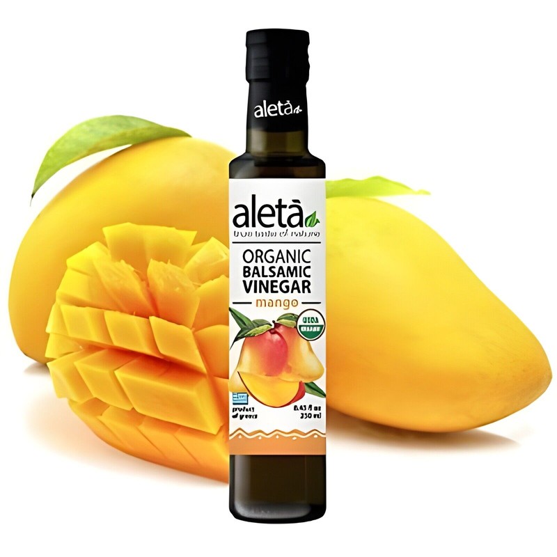Aleta Organic, Infused Mango Balsamic Vinegar, No Additives, Bottle, 8.45