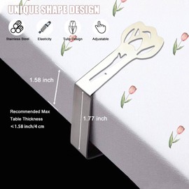 CUNGLIN Tablecloth Clips for Outdoor Tables, Tulip Shape Picnic Table Cloth Holder Clip Large Thick Stainless Steel Decorative Cover Clamp Pin for Indoor Party Wedding RV Accessories 10 Pack
