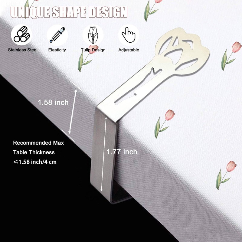 CUNGLIN Tablecloth Clips for Outdoor Tables, Tulip Shape Picnic Table