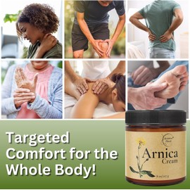 Brookethorne Naturals Arnica Cream | Arnica Montana Massage Lotion | Enriched with Shea Butter, Aloe Vera & Essential Oils | Paraben Free, Made in USA | Large 8oz Jar