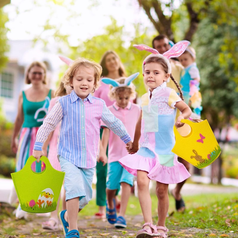 Pack of 13 Easter Baskets Felt Easter Bunnies, Easter Gift