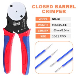 Newdeli Deutsch Crimp Tool Size 20 Deutsch Connector Tool 4 Way Indent 8 Impression Type Closed Barrel Crimper 20 22 AWG Solid Barrel Contact & Circular Connector Contacts Pin Crimping Tool